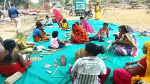 Women are learning to make bamboo items in Timarni